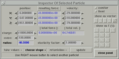 Screenshot: Teilchen-Inspektor