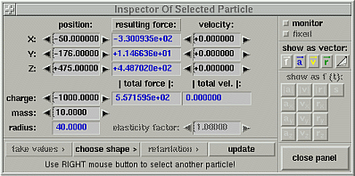 Screenshot: Teilchen Inspektor